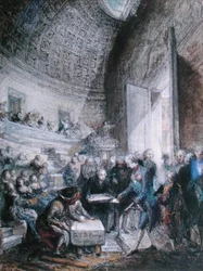 Louis XVI (1754-93) posant la première pierre de l