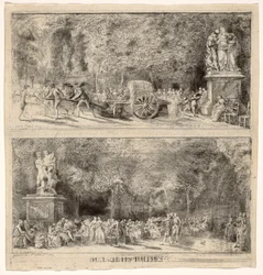 Scènes des Tuileries : Les chaises et la charrette à eau, 1760, retouché 1763