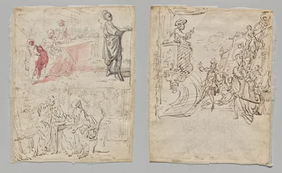 Scène de théâtre (recto); Boutique de lingerie et conversation (verso)