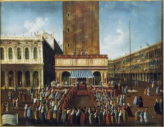 Loterie publique à la Loggetta, la Piazza San Marco, Venise - Le jeu de la loterie à la Loggetta sur la place Saint-Marc à Venise