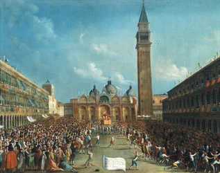 Le Doge porté triomphalement et jetant de l