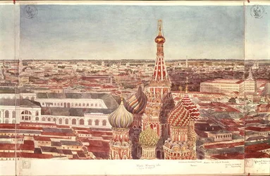 Panorama de Moscou, représentant la cathédrale Saint-Basile, 1819