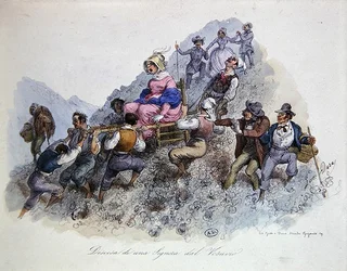 Un Touriste descendant du Mont Vésuve, vers 1830