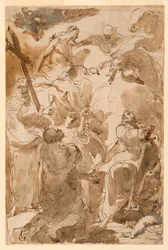 Dessin, La Trinité et les Apôtres, Saint Pierre et Saint Paul, 1770-80