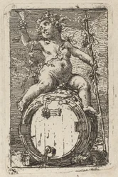 Le jeune Bacchus à califourchon sur un tonneau de vin