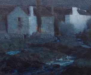 Clair de lune, moulins à Pont Aven, vers 1900