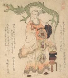 Sage chinois évoquant un dragon