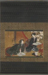 Deux geishas lisant un livre, période Edo