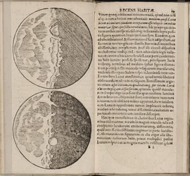 Feuille du livre Sidereus Nuncius Messager sidéral de Galilée, 1610