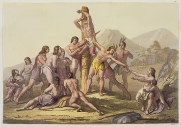 Indiens péruviens faisant un sacrifice, de 