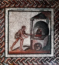 Scène de fabrication du pain (mosaïque, fin 2e, début 3e siècle)