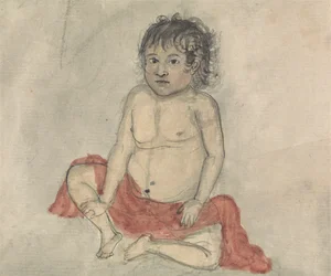 Enfant avec un tissu rouge