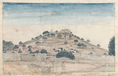 Vue de Parbati, une colline près de Poona occupée par des temples fréquentés par le Peshwa