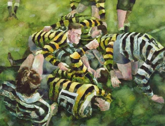 Club de rugby de Farnham marquant un essai