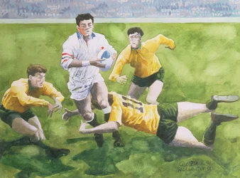 Match de rugby : Angleterre contre Australie en finale de la Coupe du Monde, 1991, Will Carling plaqué