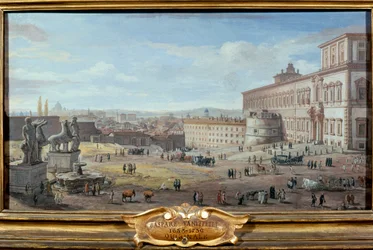 Vue de Rome avec le Palais du Quirinal et la Piazza au premier plan