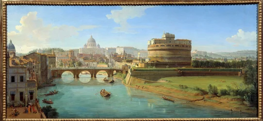 Vue du Château Saint-Ange à Rome. Panorama de la ville, du Tibre et du Castel Sant