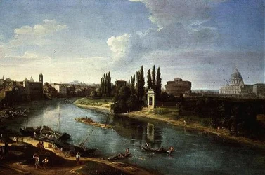 Vue du Tibre à Rome, depuis le nord