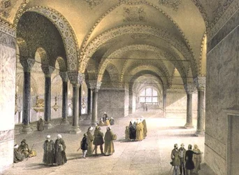 Haghia Sophia, planche 13 : le centre de la galerie, gravée par Louis Haghe, publiée en 1852 (lithographie)