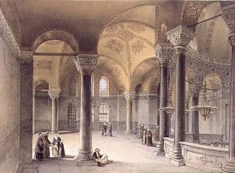 Haghia Sophia, planche 14 : la galerie orientale, gravé par Louis Haghe, publié 1852
