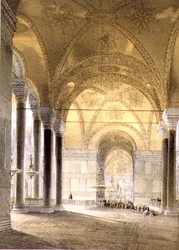 Haghia Sophia, planche 7 : entrée de la nef, gravé par Louis Haghe, publié en 1852