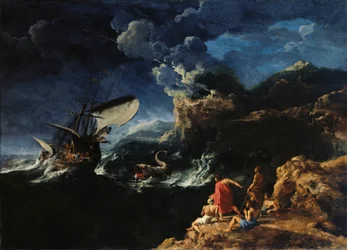 Paysage marin avec Jonas et la baleine
