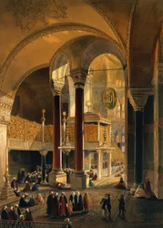 Haghia Sophia, planche 8: la Galerie Impériale et la loge, gravée par Louis Haghe, publiée en 1852