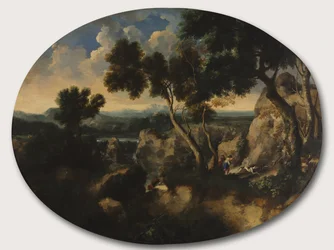 Paysage rocheux avec chasseurs, vers 1635
