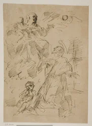 Madone et enfant dans les nuages, avec Saint Jean de Népomucène en dessous