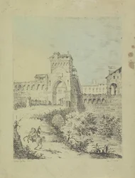 Paysage avec muraille de la ville