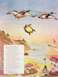 La Tortue et les Deux Canards, des Fables de Jean de La Fontaine (1621-95) 1888