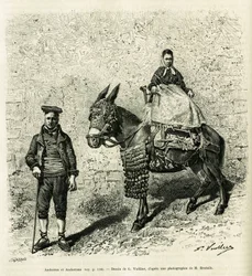 Andorre et Andorre. Gravure de G.Vuillier, pour illustrer le récit Le val d