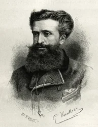 Portrait du Dr Gustave Lebon (1841-1931). Gravure par G. Vuillier, pour illustrer l