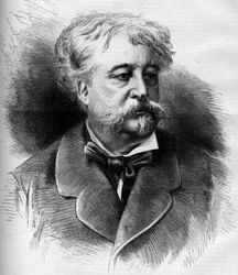 Portrait de Jules Noriac (1827-1882) écrivain, critique et journaliste français. Gravure par G. Vuillier dans "Le Monde Illustré" n°1332 du 7 octobre