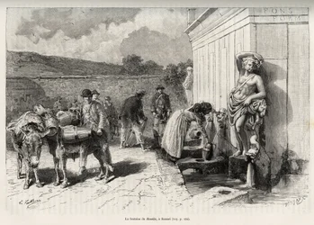 La fontaine du Rossello, à Sassari (Italie) (illustration de La Sardaigne par Gaston Vuillier, 1890, dans Le tour du monde)