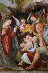 Adoration des bergers avec anges musiciens