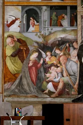 Adoration des bergers avec anges musiciens, Annonciation et Visitation