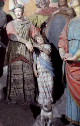 Figure masculine, détail des statues, par Gaudenzio Ferrari (1475-1546), Chapelle XXXVIII connue sous le nom de Crucifixion, Mont Sacré de Varallo Sesia (Liste du patrimoine mondial de l