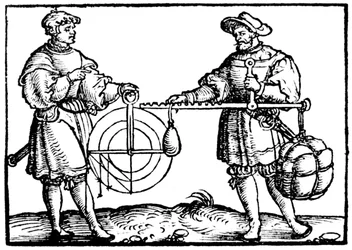 Pesée avec une balance romaine, 1547