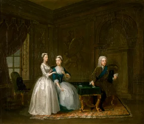 Portrait de John, 2e duc de Montagu, sa femme et leur fille cadette, vers 1730