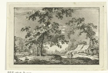 Paysage boisé avec deux promeneurs