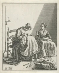 Deux femmes cousant