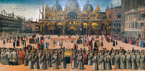 Procession sur la Piazza San Marco à Venise, 1496