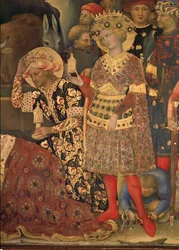 Deux rois sacrés présentant leurs cadeaux (tempera sur bois)