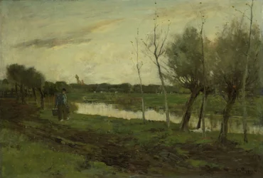 Paysage avec canal