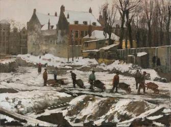 Chantier de construction à Amsterdam, vers 1902