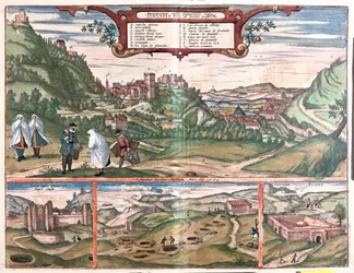Alhambra - Monts des grottes de Masmoros - Grenade, Espagne - dans "Civitates Orbis Terrarum" de Georg Braun, Cologne 1617