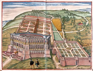 Caprarola et ses jardins, Italie - dans "Civitates Orbis Terrarum" de Georg Braun, Cologne 1617