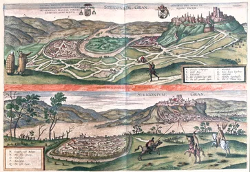 Esztergom, Hongrie - dans "Civitates Orbis Terrarum" de Georg Braun, Cologne 1617