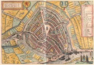 Goude, Pays-Bas - dans "Civitates Orbis Terrarum" de Georg Braun, Cologne 1617